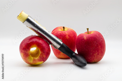 Canvas Print Apple corer. Tool for removing the apple core.
