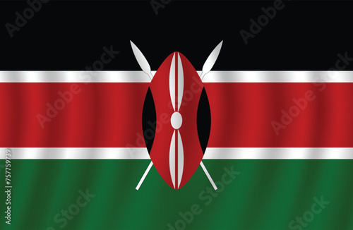 Flat Illustration of Kenya national flag. Kenya flag design. Kenya Wave flag. 