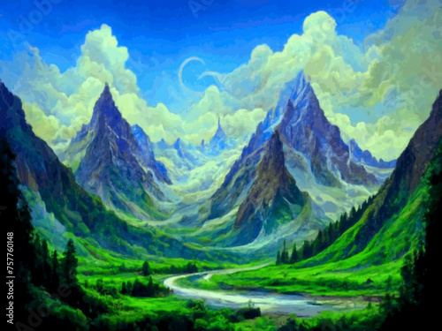 the mountain Background Autumnal scenery with a panoramic mountain view 
