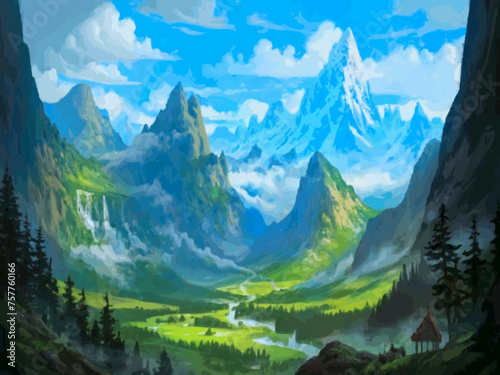 the mountain Background Autumnal scenery with a panoramic mountain view 