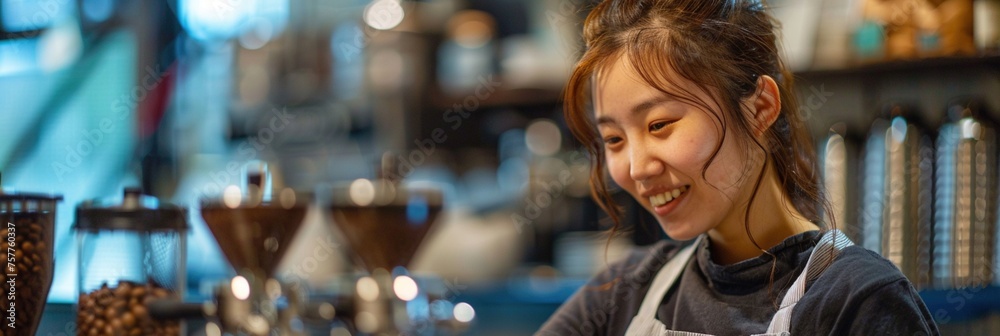 Beautiful barista in a coffee shop