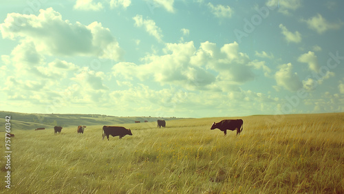 Nature’s Symphony: A Hyperrealistic Capture of Cows in an Organic Pasture © DY