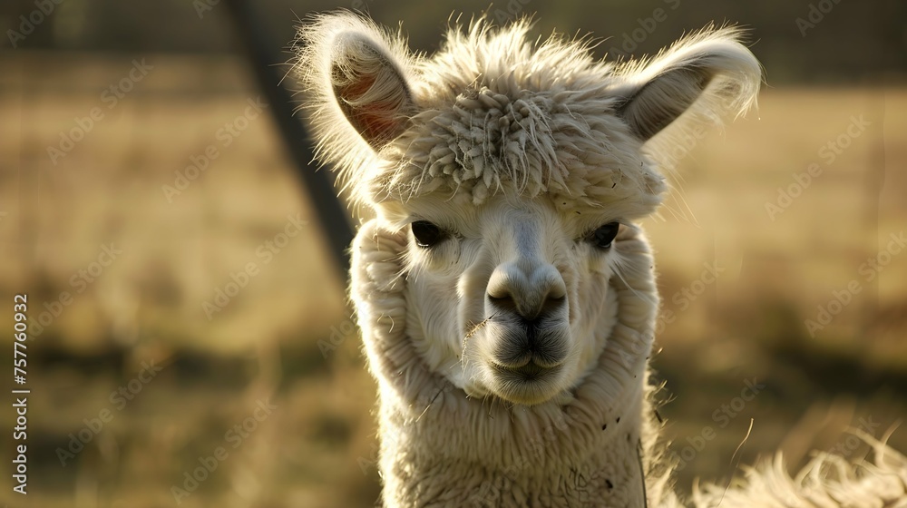 Obraz premium White alpaca on the farm