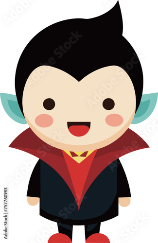 Hand drawn cute cartoon with dracula