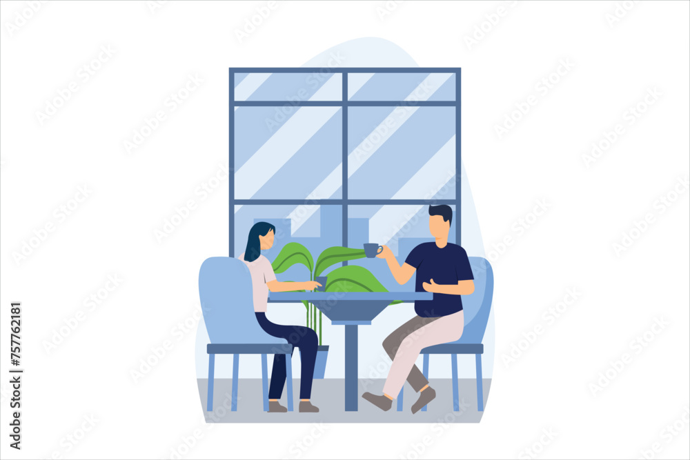 Coffee Shop Flat Design Illustration Coffee Shop Flat Design Illustration