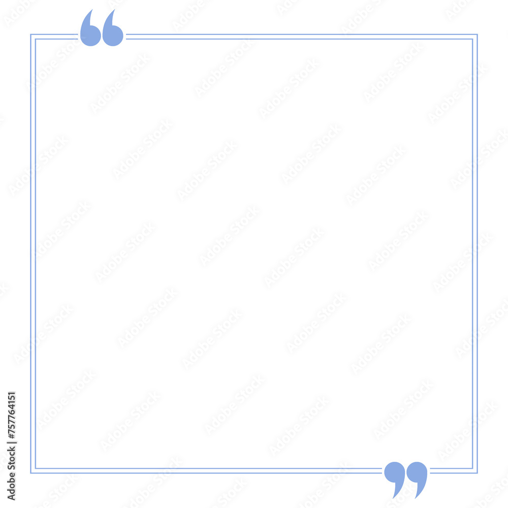 Blue Text Frame with Quotation Marks Isolated on White Blue Text Frame with Quotation Marks Isolated on White
