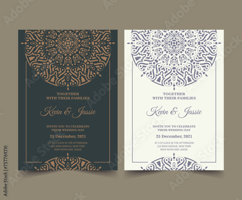 retro mandala style wedding invitation