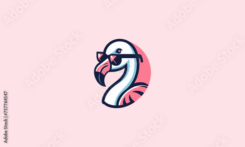 flamingo wearing sun glass vector mascot design