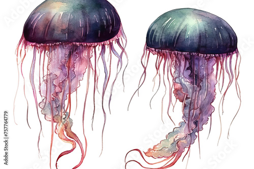 Vector jellyfish watercolor