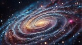 Galaxy close-up against a spiral background