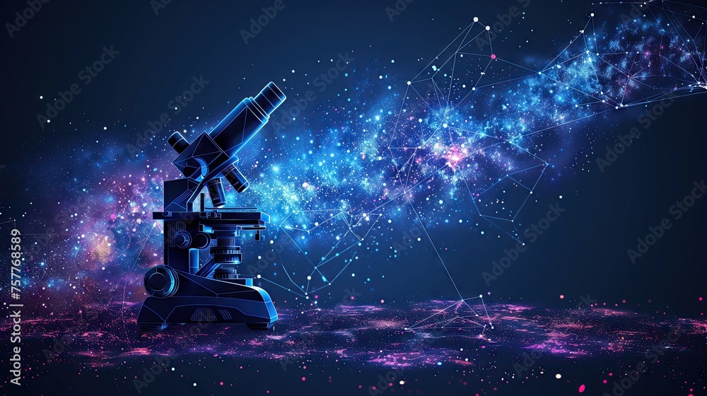 Abstract and microscopic lines on starry sky or space background and ...
