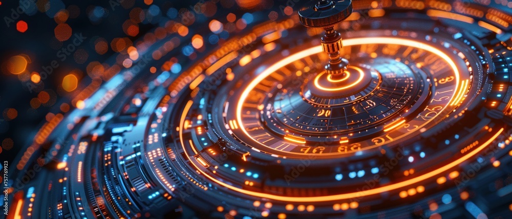 Futuristic 3D rendering of a casino roulette Futuristic 3D rendering of a casino roulette