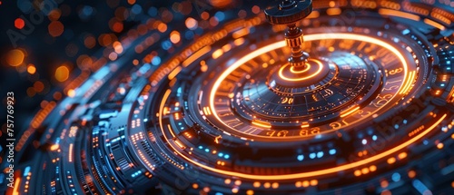 Futuristic 3D rendering of a casino roulette