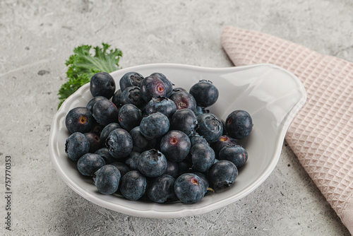 Sweet ripe blueberry on the bowl