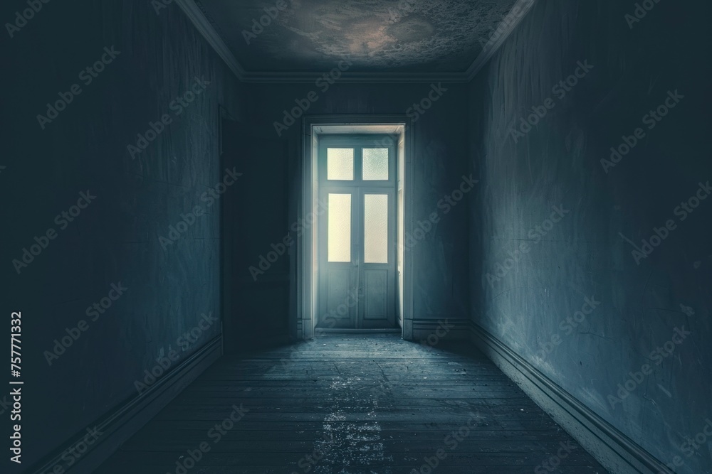 Dark room with light background - generative ai Dark room with light background - generative ai