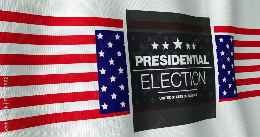 Fototapeta premium Image of presidential election text over american flag