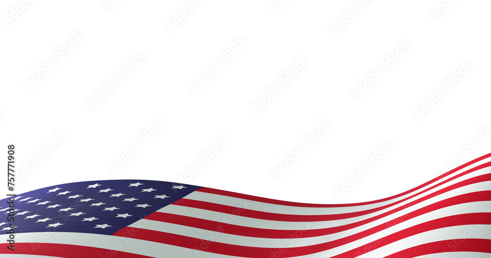 Fototapeta premium Image of waving united states of america flag, bottom with white copy space above