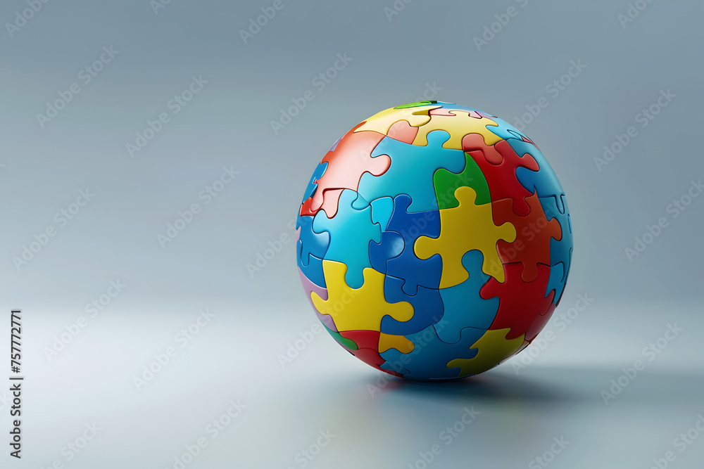 World autism awareness day, Images of children with autism holding their energy standing and looking at the colorful wall exploded in abundance