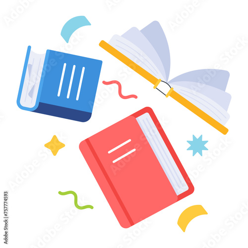 Customizable flat icon of school textbooks 