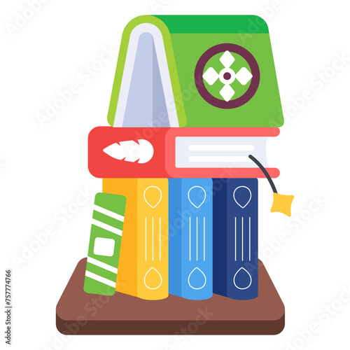 Premium flat icon of interesting books 