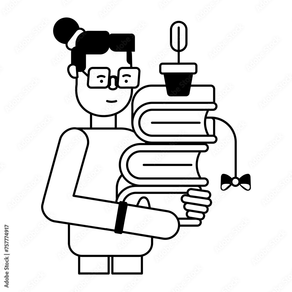 Obraz premium Trendy glyph icon of a books lover 