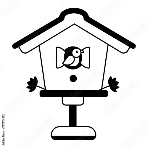 Customizable glyph icon of a birdhouse 