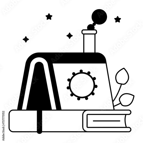 A well-designed glyph icon depicting fiction books 
