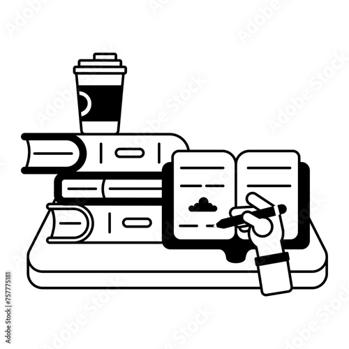 Download glyph style icon of school homework 