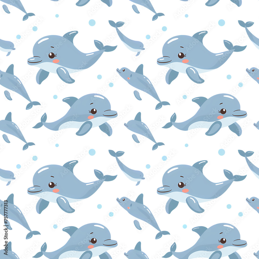 Cute Dolphin Seamless Pattern