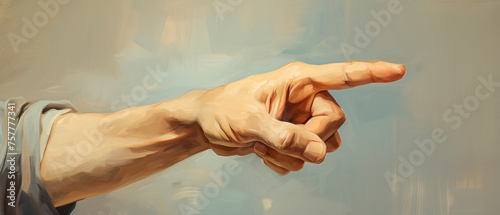 Painting of human hand pointing gesture 