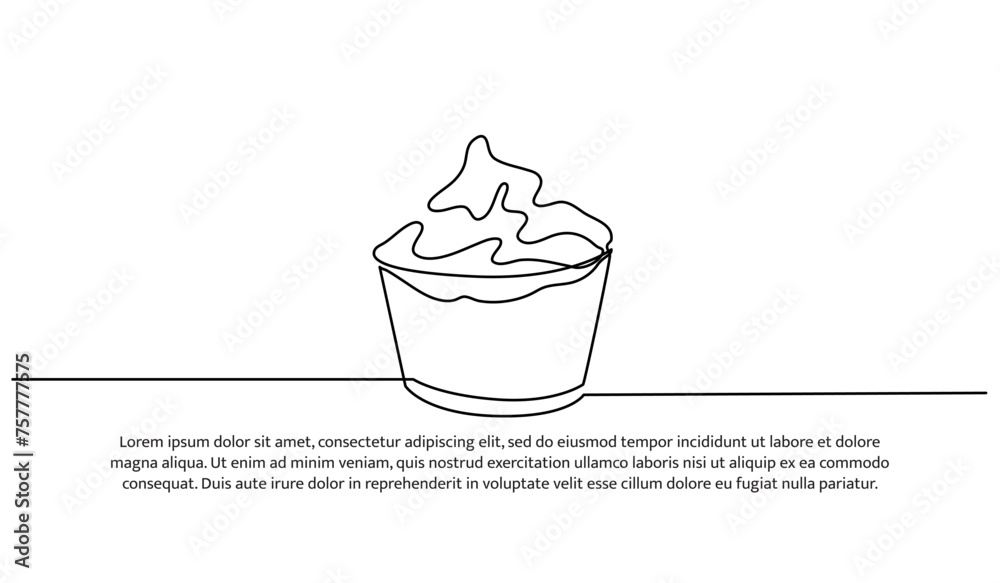 Continuous one line cup cakes . Minimalist style vector illustration on white background. Continuous one line cup cakes . Minimalist style vector illustration on white background.