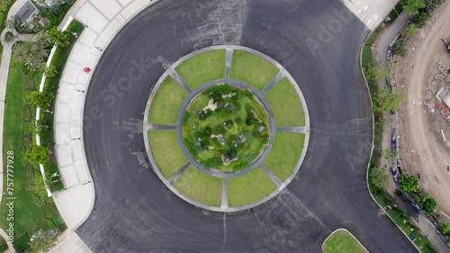 Aerial Top Down Shot of Roundabout. 4K Drone photo