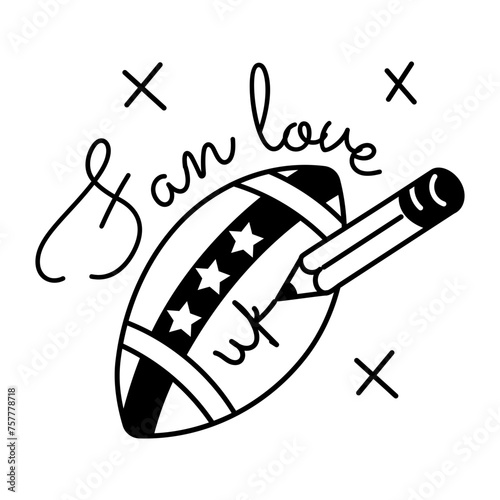 Modern typographic glyph sticker of autograph ball