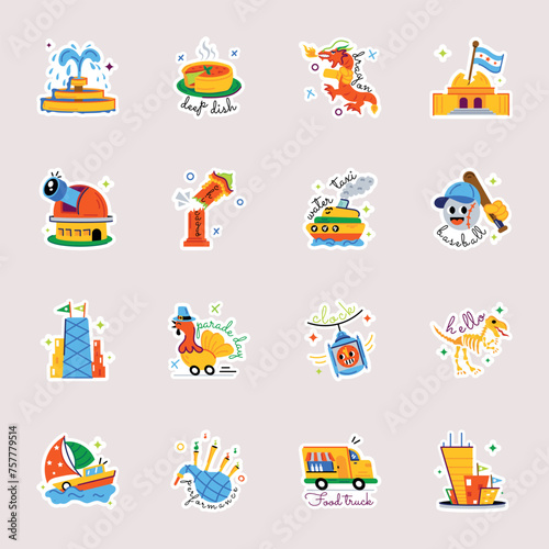 Bundle of Chicago Heritage Flat Stickers 

