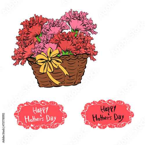 手描きのカーネーションのフラワーアレンジメント