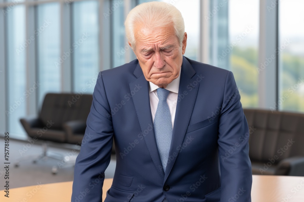 Pensive senior man deep in thought, reflective elderly gentleman contemplating life