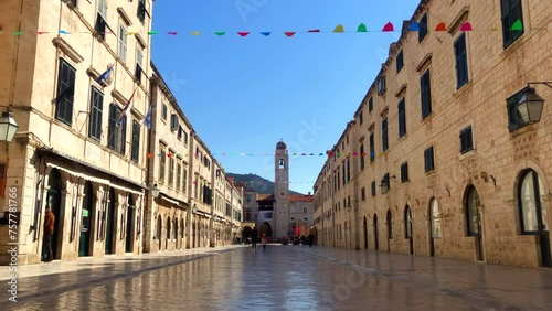 Historic esplanade. Stradun esplanade. Historic old town. UNESCO World Heritage site. Placa esplanade. Dubrovnik, Croatia. Europe.