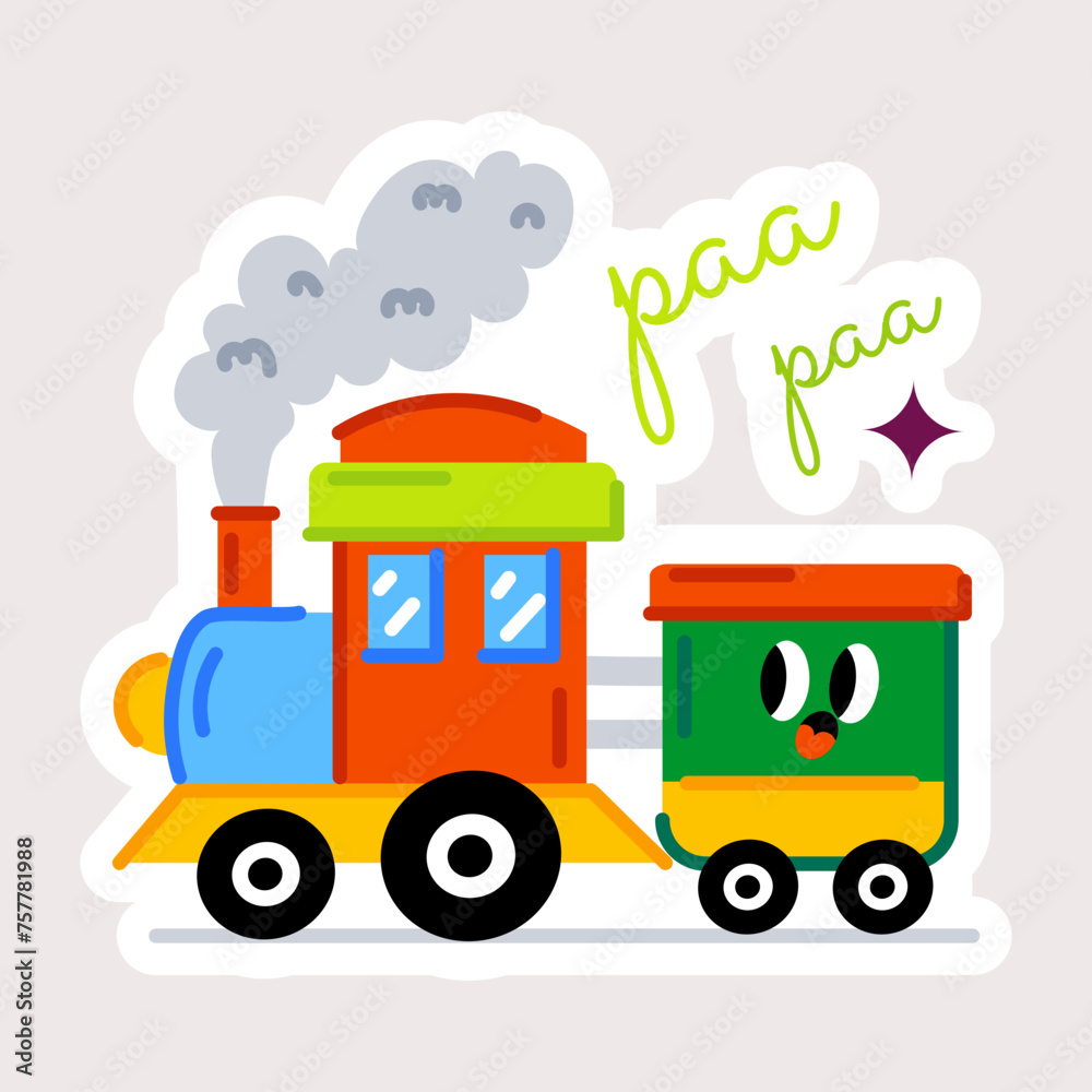 Naklejka premium A well-designed flat sticker of steam engine 