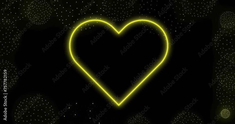 Image of heart over shapes on black backrgound