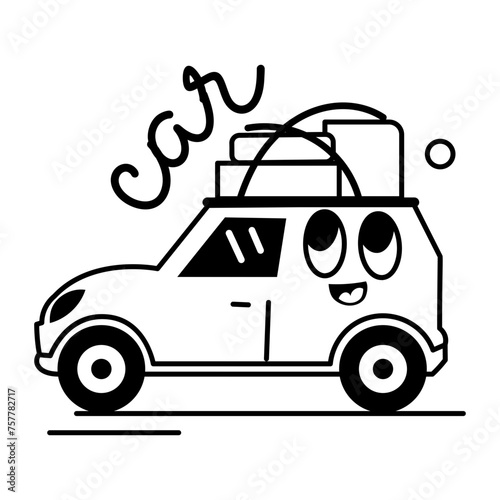 Download glyph sticker of a travel car 
