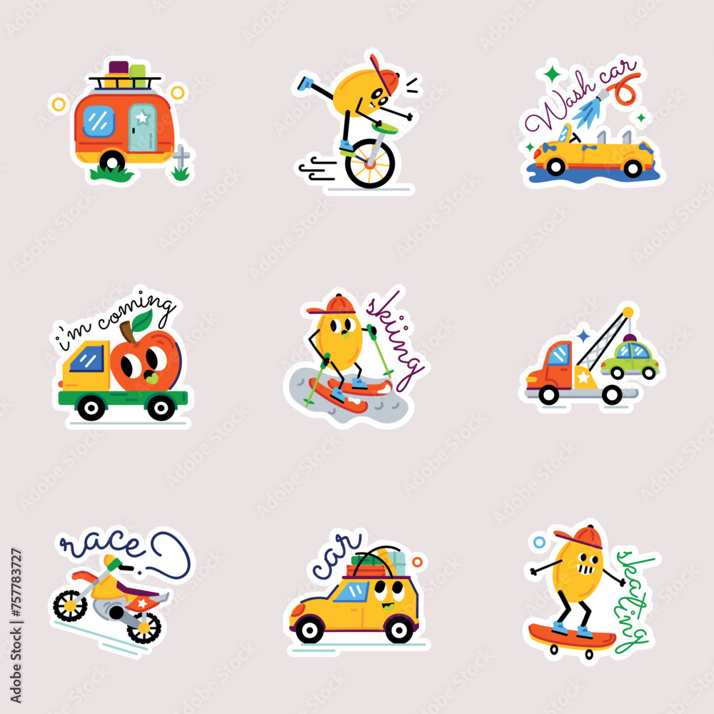 Naklejka premium Set of Travelling Flat Stickers