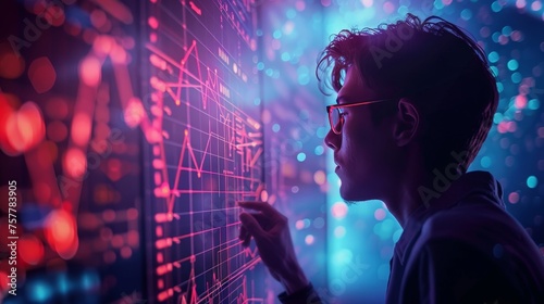 Obraz na płótnie A data scientist working in finance and marketing, developing algorithms