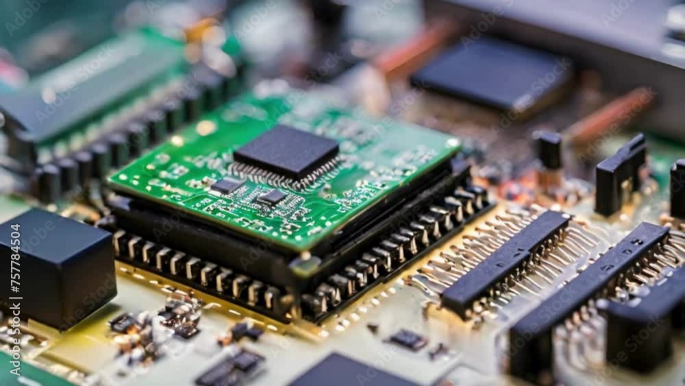 Close-up shots of a microcontroller being programmed using a programmer.