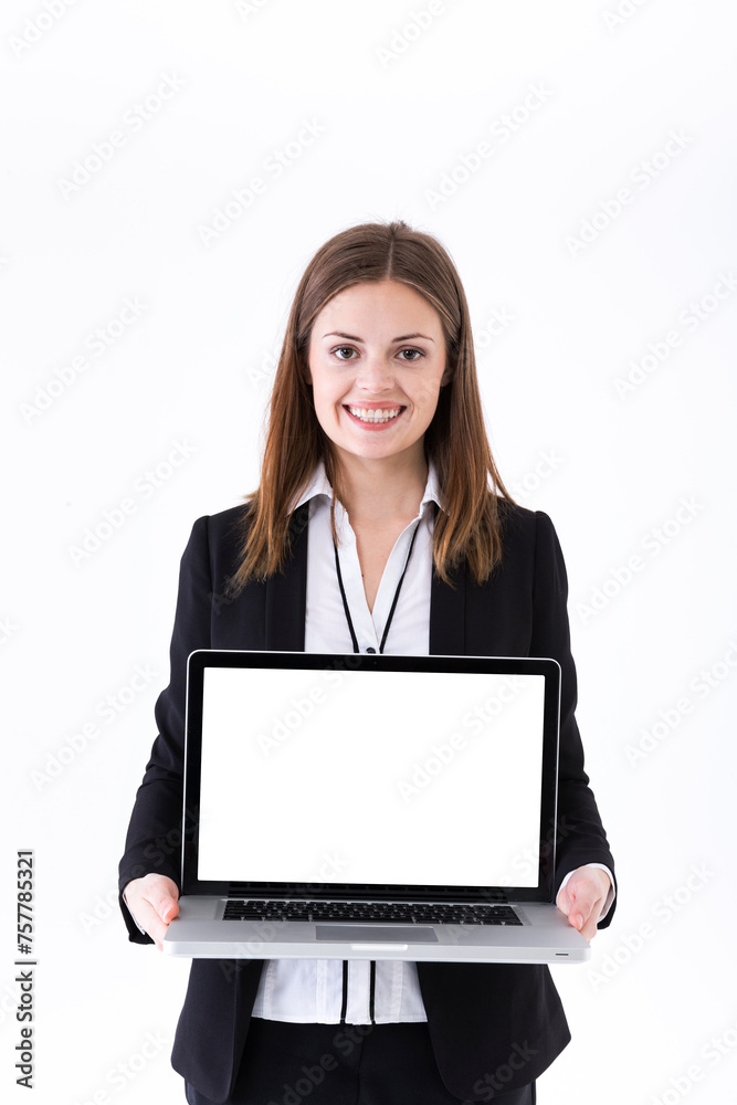 Portrait of a stylish Businesswoman using a laptop. Portrait of a stylish Businesswoman using a laptop.