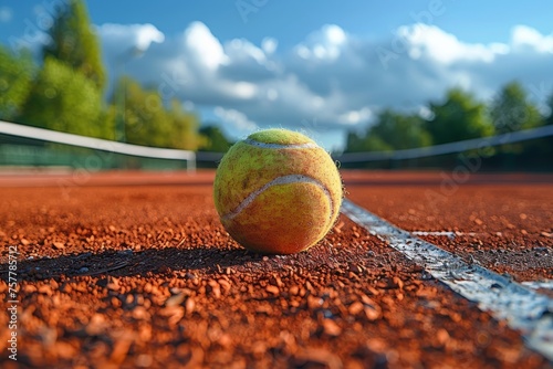 Tennis Ball on Tennis Court