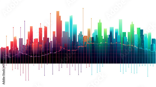 Multicolor Stock Market Bar Graph on white backdrop Ai Generated