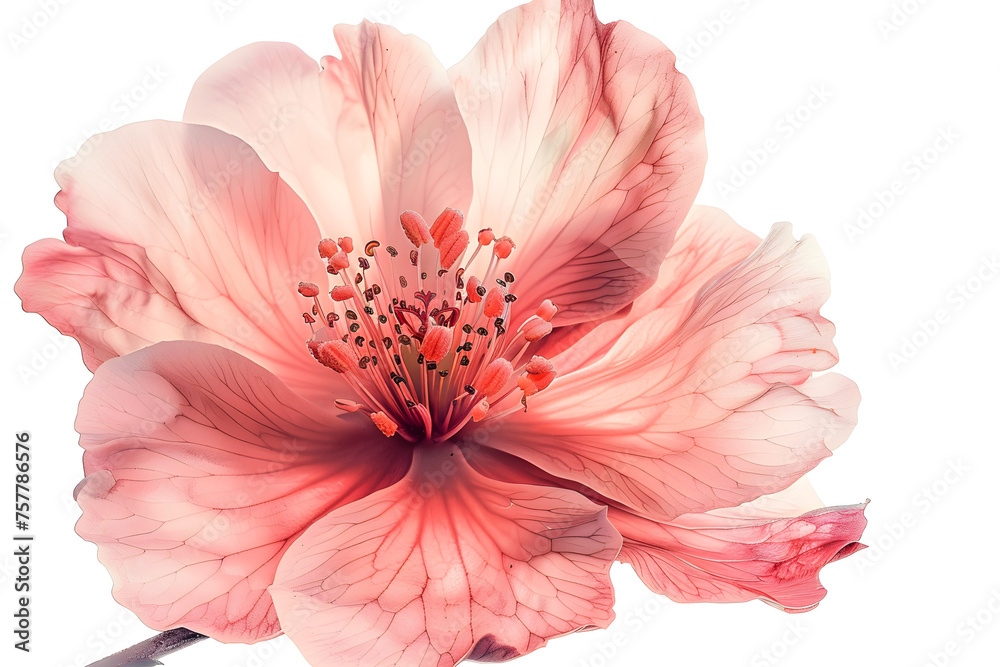 Pink flower blooming isolated on transparency background, perfect for nature and botany related designs and decorations.