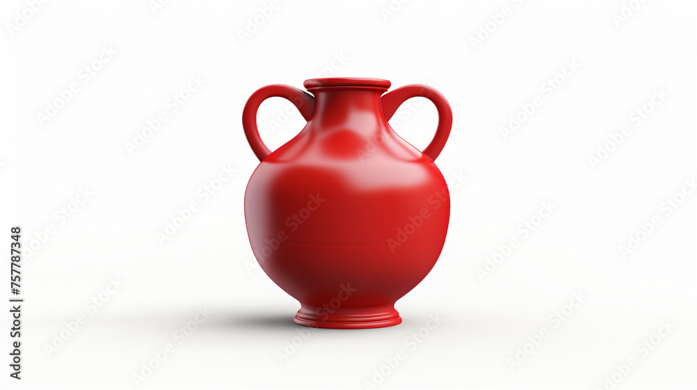 Red amphora icon 3d illustration on white background .