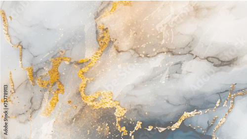 natural bluish marble texture with cast gold, vector, background, liquid abstract marble painting background print with gold glitter splatter texture. 