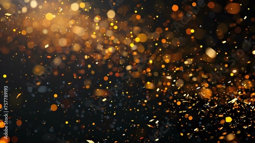 Abstract gold background. Gold glitter texture on black background. Golden explosion of confetti for celebration or festival copy space  © Aleena